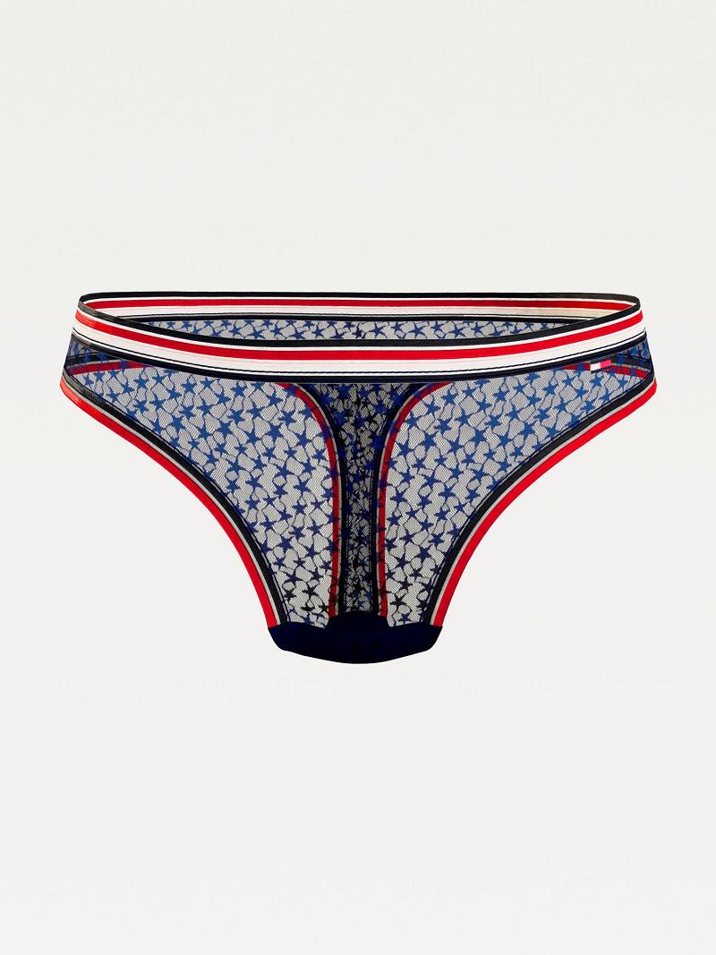 Blue Women's Tommy Hilfiger Star Print Curve Thongs | AU_W21580