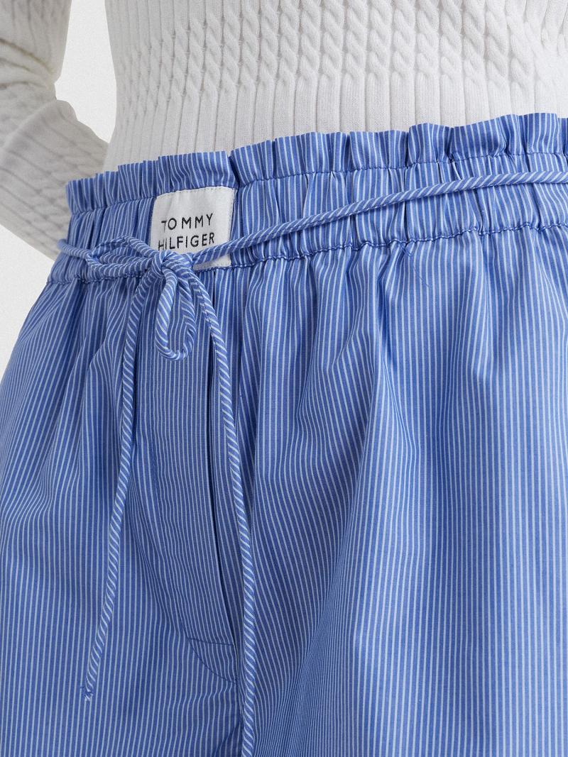 Blue Women's Tommy Hilfiger Stripe Oxford Shorts | AU_W21316