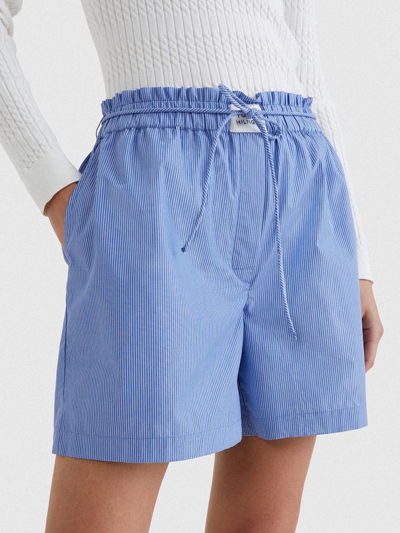 Blue Women\'s Tommy Hilfiger Stripe Oxford Shorts | AU_W21316