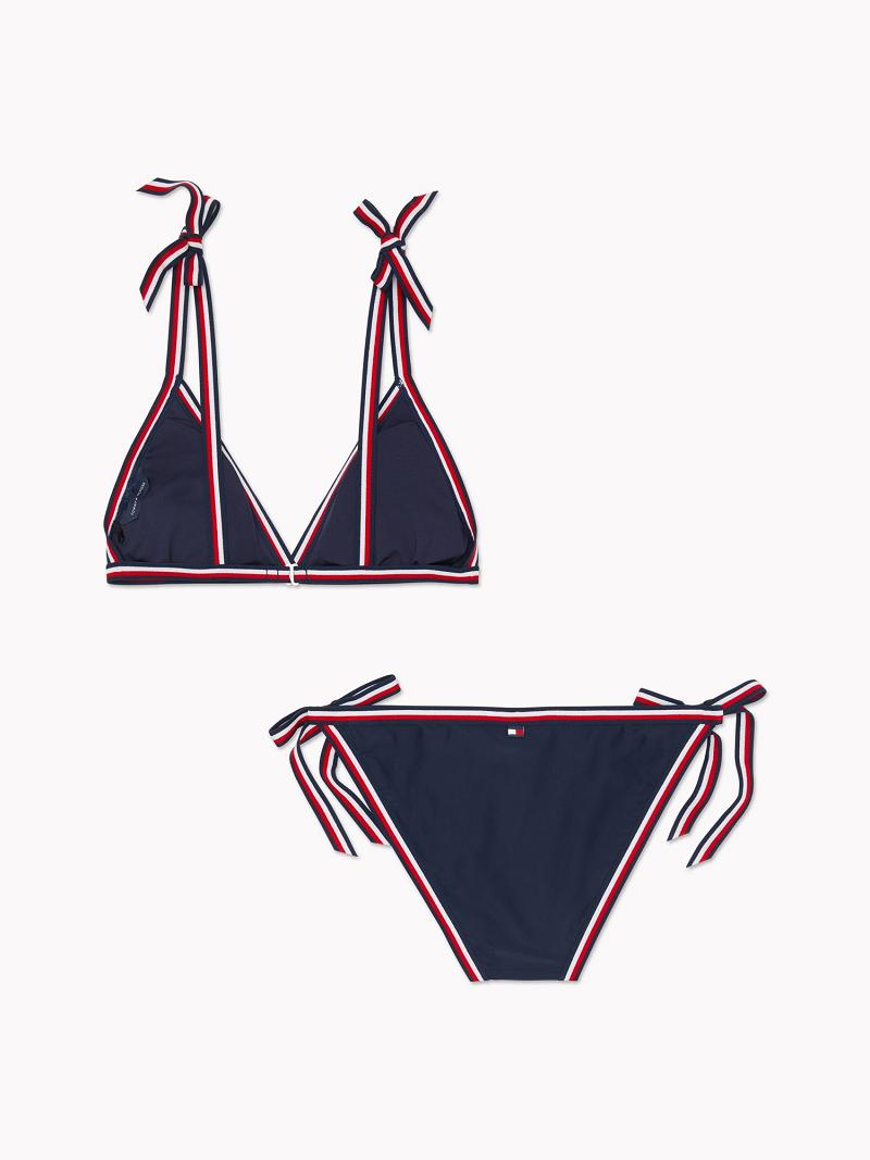 Blue Women's Tommy Hilfiger Stripe Tie Bikini Swimwear | AU_W21431