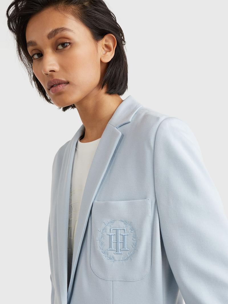 Blue Women's Tommy Hilfiger TH Embroidered Blazers | AU_W21008