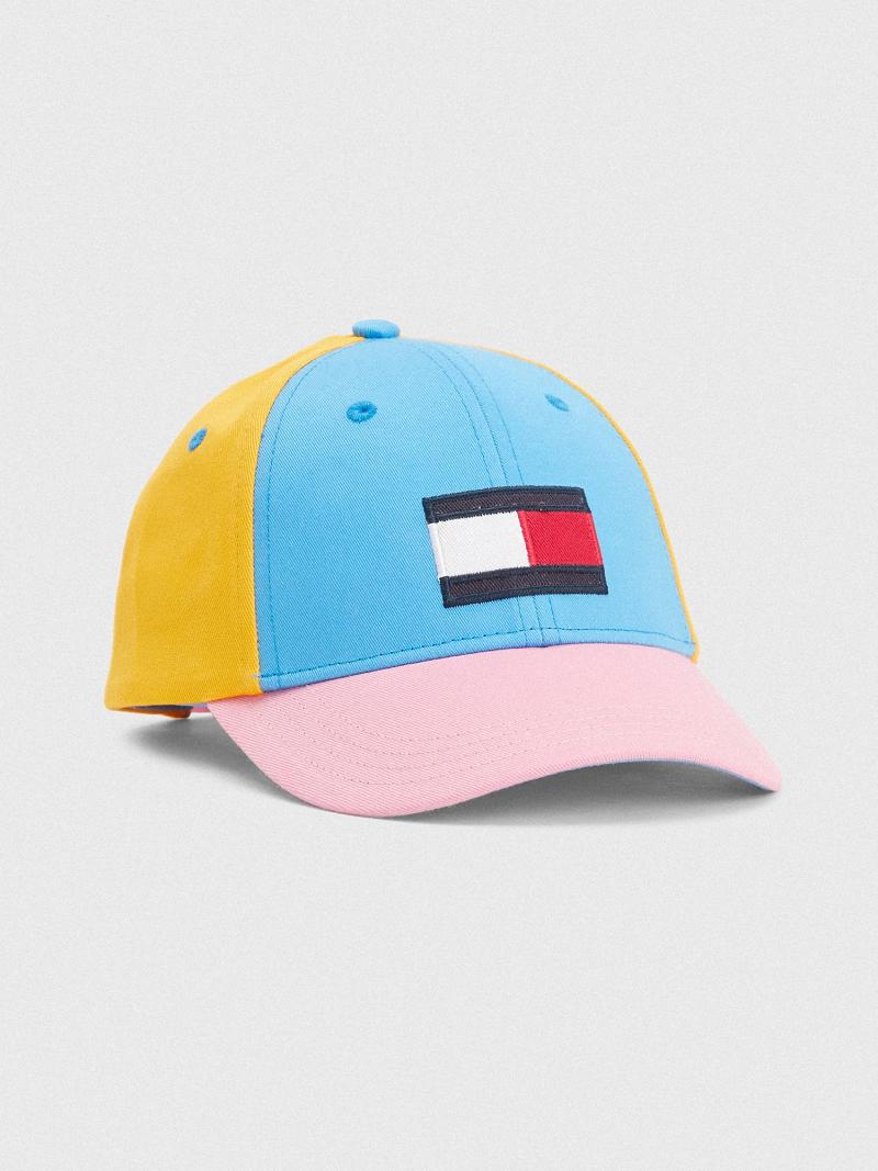 Blue / Yellow / Pink Kids\' Tommy Hilfiger Colorblock Hats | AU_G1352