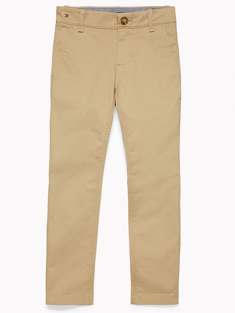 Brown Kids\' Tommy Hilfiger Solid Chino Trousers | AU_B2226