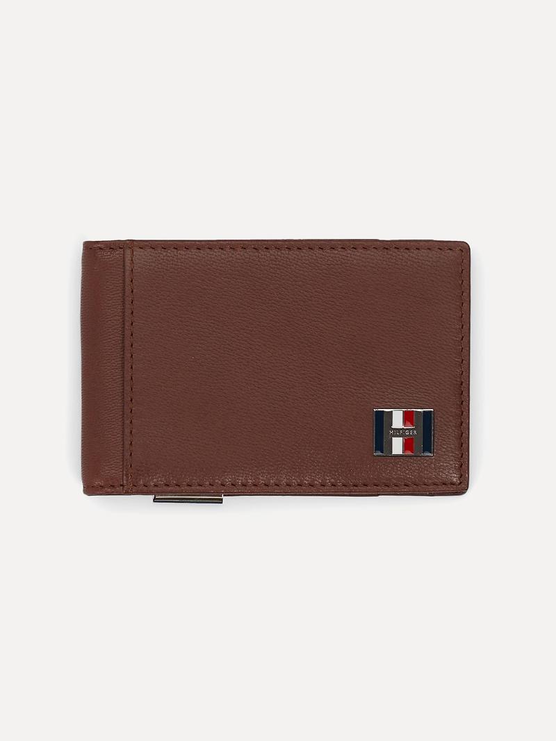 Brown Men\'s Tommy Hilfiger H Leather and Money Clip Wallets | AU_M31812