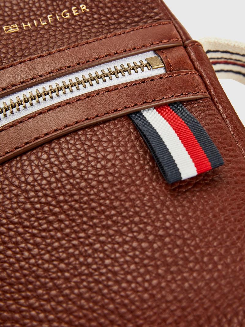 Brown Men's Tommy Hilfiger Premium Leather Mini Crossbody Bags | AU_M31700