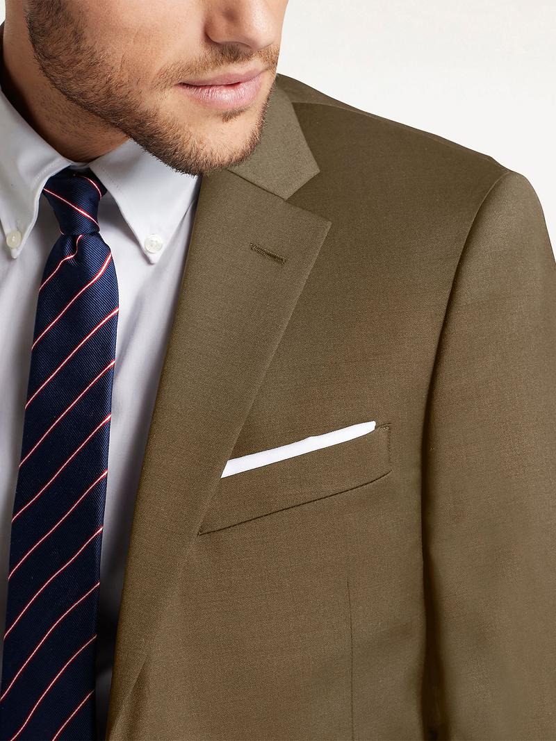 Brown Men's Tommy Hilfiger Regular fit tan sharkskin wool Blazers | AU_M31481