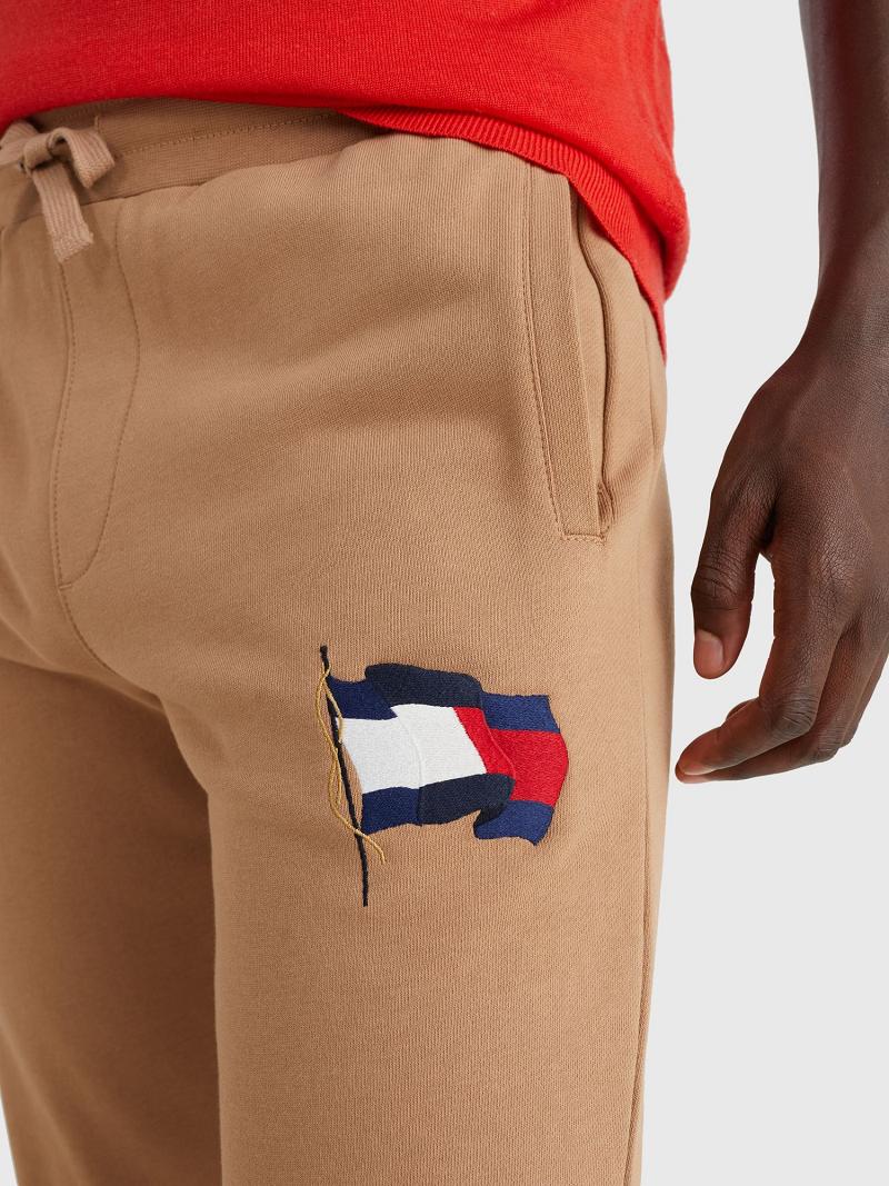 Brown Men's Tommy Hilfiger Wavy Flag Sweatpants | AU_M31152