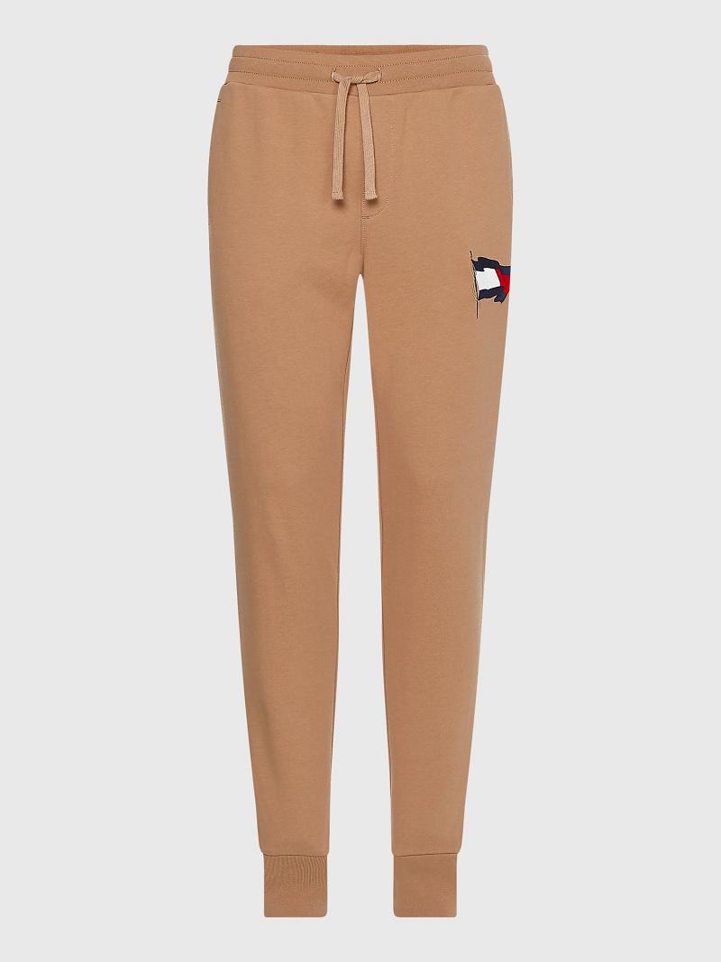 Brown Men's Tommy Hilfiger Wavy Flag Sweatpants | AU_M31152