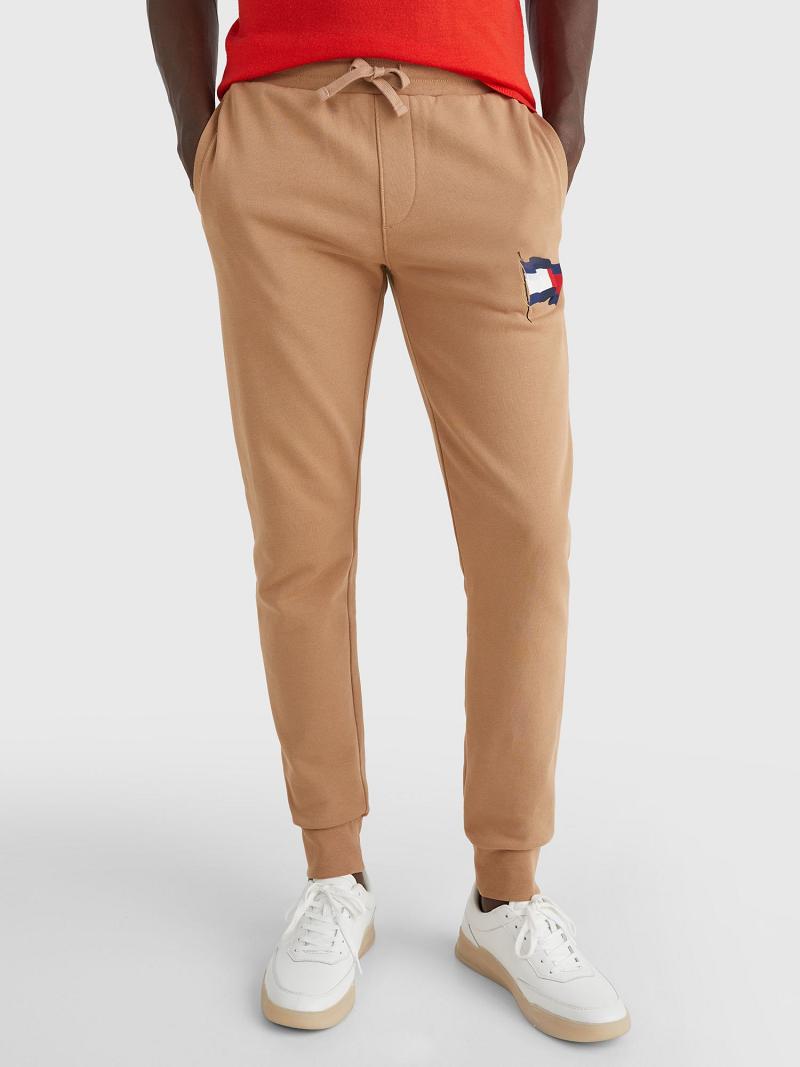 Brown Men\'s Tommy Hilfiger Wavy Flag Sweatpants | AU_M31152