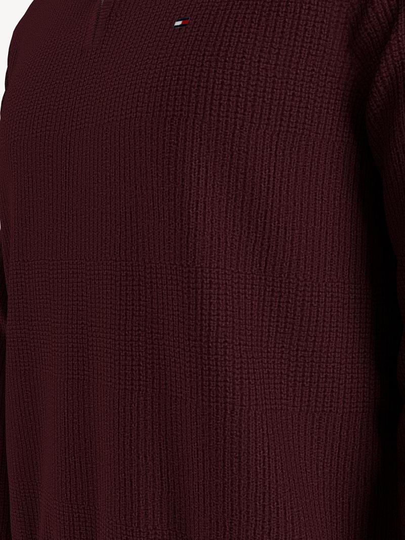 Burgundy Men's Tommy Hilfiger Essential solid quarter-zip Sweaters | AU_M31162