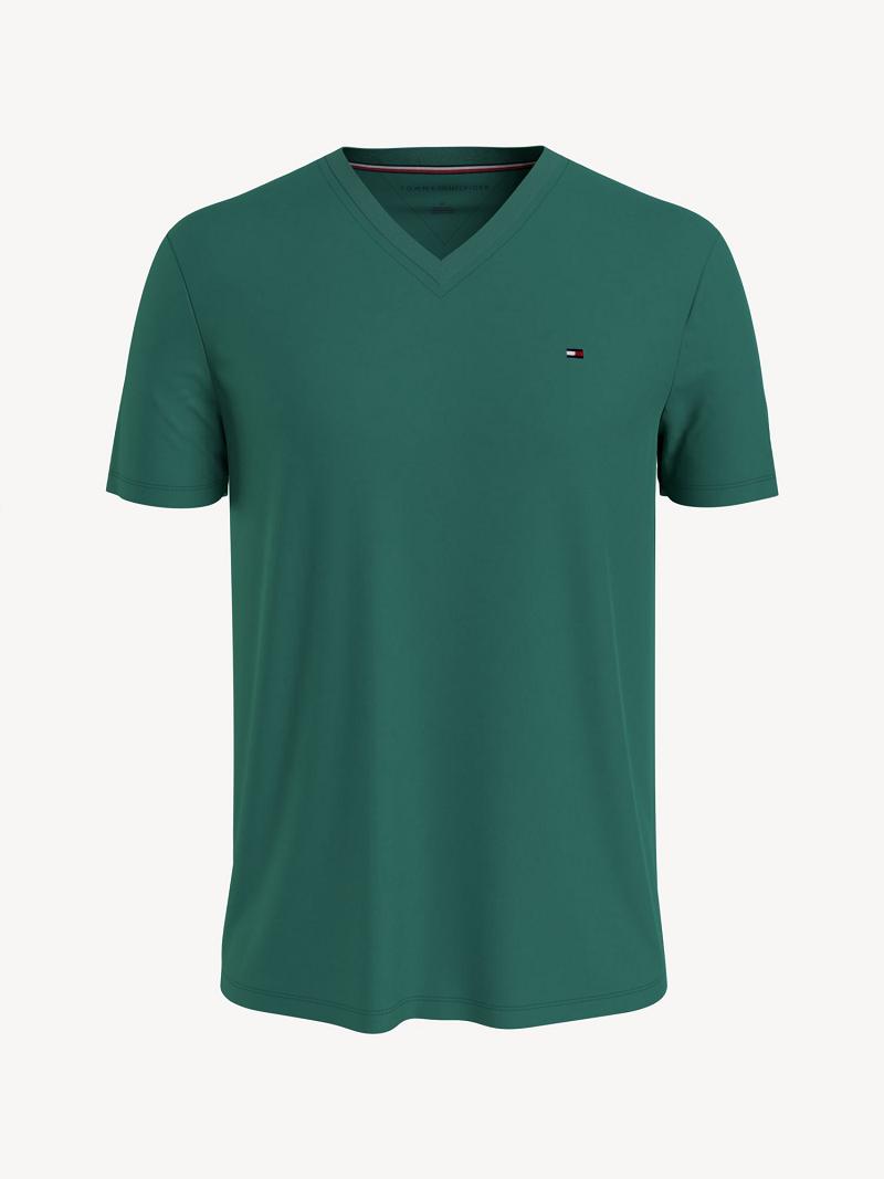 Green Men\'s Tommy Hilfiger Essential V-Neck T Shirts | AU_M31037