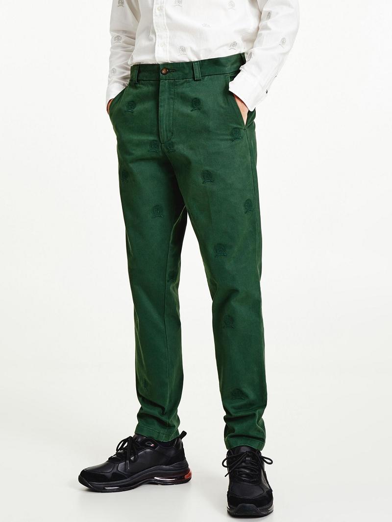 Green Men\'s Tommy Hilfiger Icon Crest Pants | AU_M31322