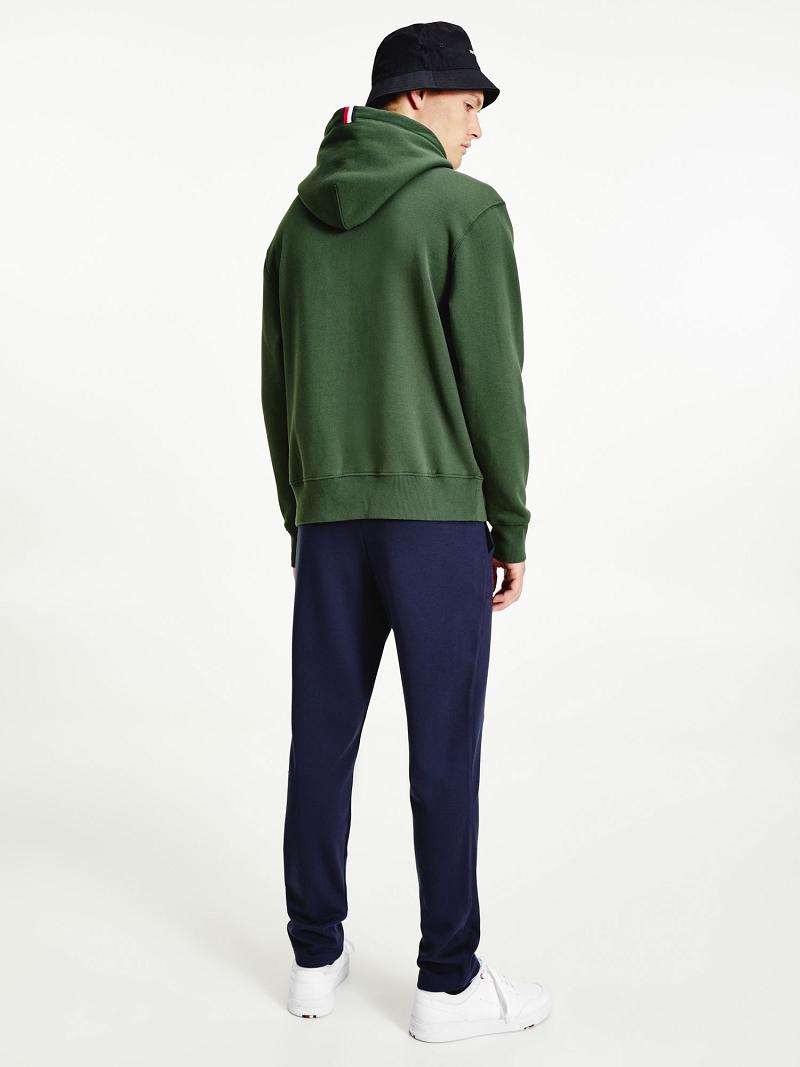 Green Men's Tommy Hilfiger Icon Organic Cotton Crest Hoodies | AU_M31446