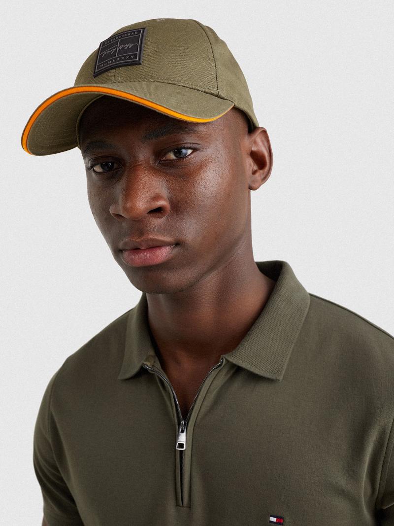 Green Men's Tommy Hilfiger Signature Hats | AU_M31735