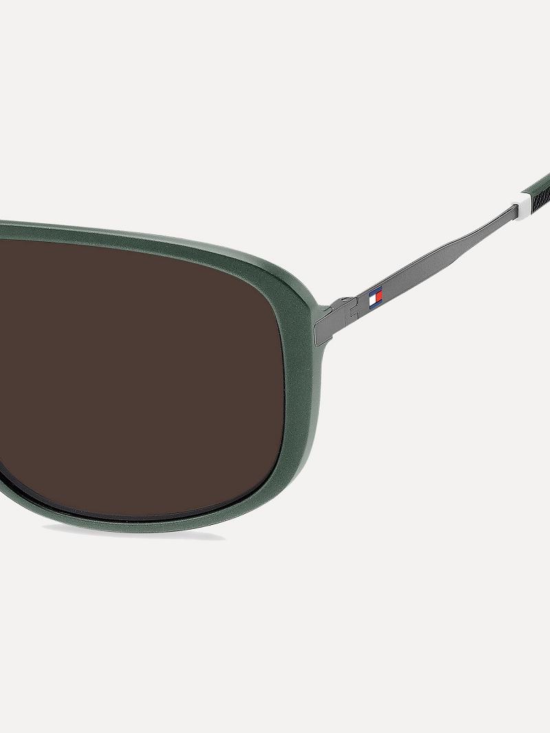 Green Men's Tommy Hilfiger Square Retro Sunglasses | AU_M31774