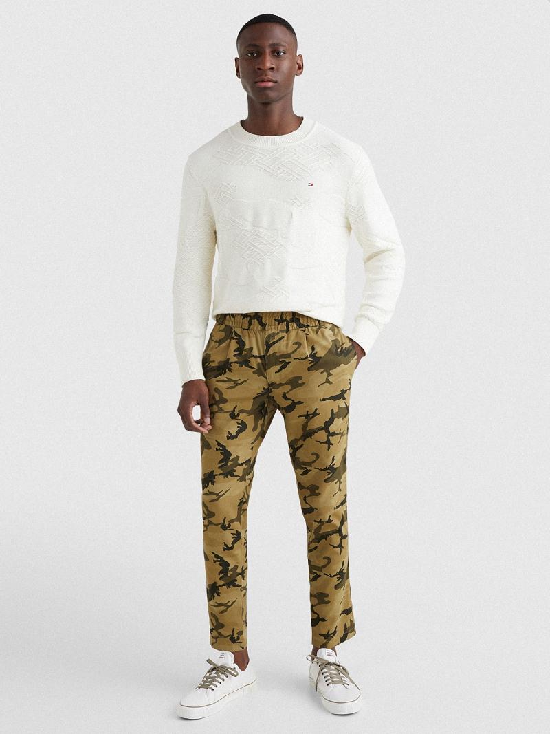 Green Men's Tommy Hilfiger Tapered fit camo Pants | AU_M31342