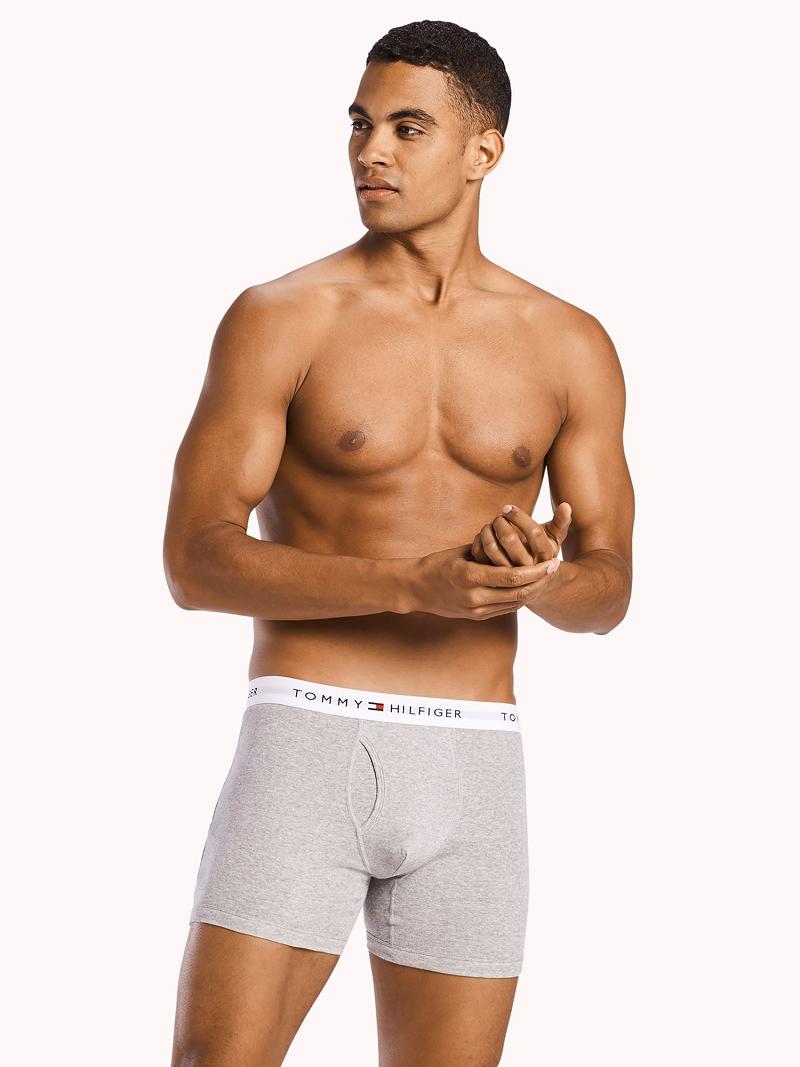 Grey / Black Men's Tommy Hilfiger Cotton classics boxer brief 3pk Boxer Briefs | AU_M31585