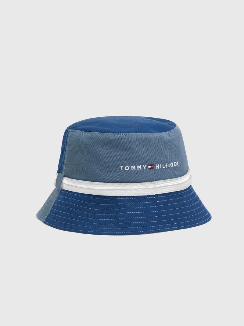 Grey / Blue Men\'s Tommy Hilfiger Logo Bucket Hats | AU_M31732