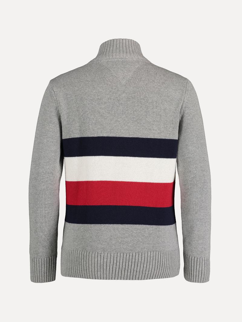 Grey Kids' Tommy Hilfiger Little Flag Quarter-Zip Sweaters | AU_B2113