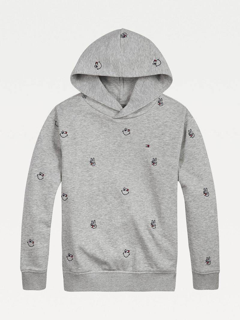 Grey Kids' Tommy Hilfiger Organic Cotton Smiles Hoodies | AU_B2033