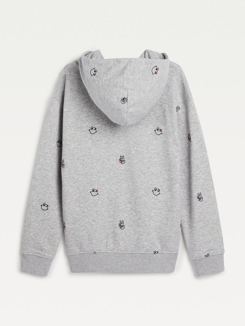 Grey Kids' Tommy Hilfiger Organic Cotton Smiles Hoodies | AU_B2033