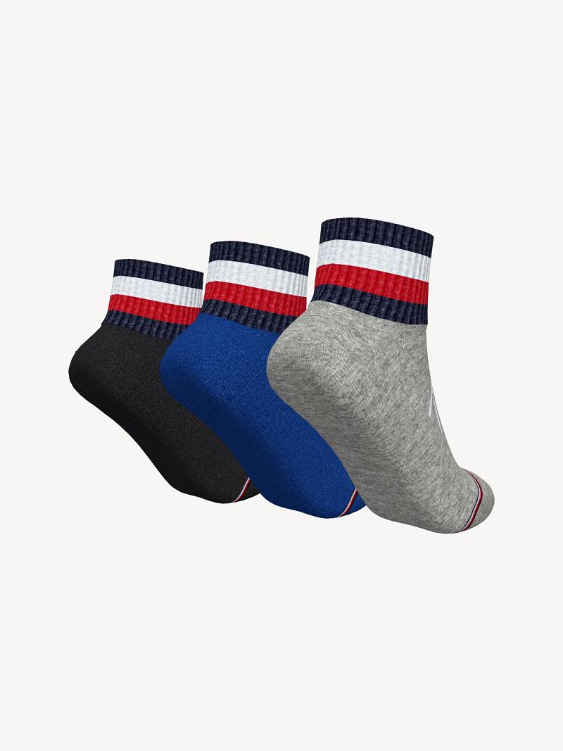 Grey Kids' Tommy Hilfiger Quarter Top 3PK Socks | AU_B2294