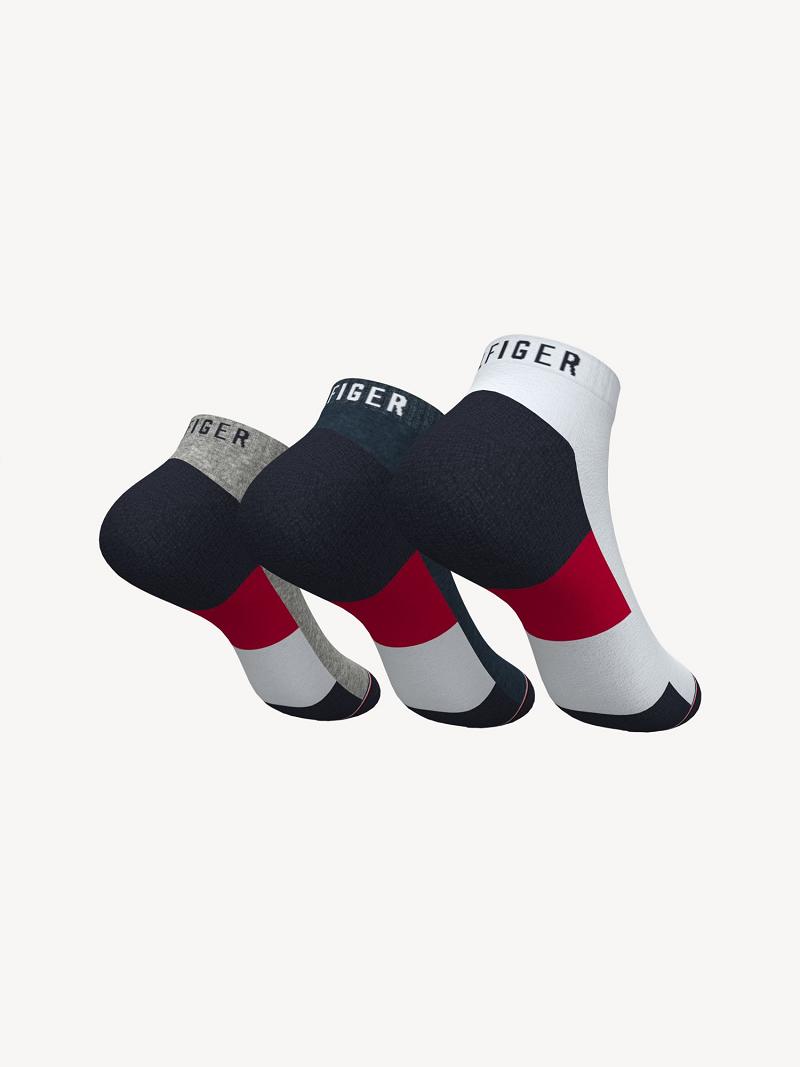 Grey Men's Tommy Hilfiger Ankle 3PK Socks | AU_M31740