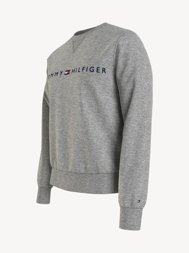 Grey Men's Tommy Hilfiger Essential logo crewneck Sweatshirts | AU_M31120