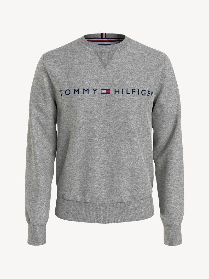 Grey Men\'s Tommy Hilfiger Essential logo crewneck Sweatshirts | AU_M31120