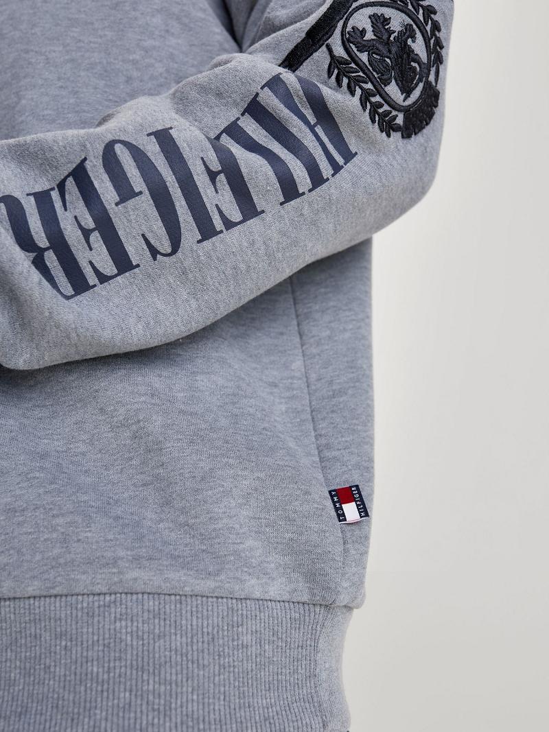 Grey Men's Tommy Hilfiger Organic Cotton Logo Sweatshirts | AU_M31130