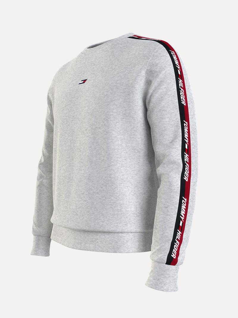 Grey Men's Tommy Hilfiger Organic cotton performance logo tape Sweatshirts | AU_M31131