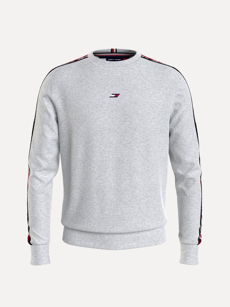 Grey Men\'s Tommy Hilfiger Organic cotton performance logo tape Sweatshirts | AU_M31131