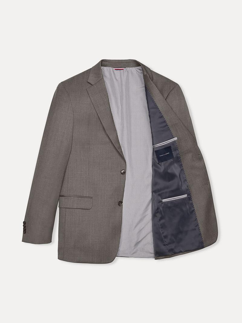 Grey Men's Tommy Hilfiger Regular fit multi sharkskin wool Blazers | AU_M31479