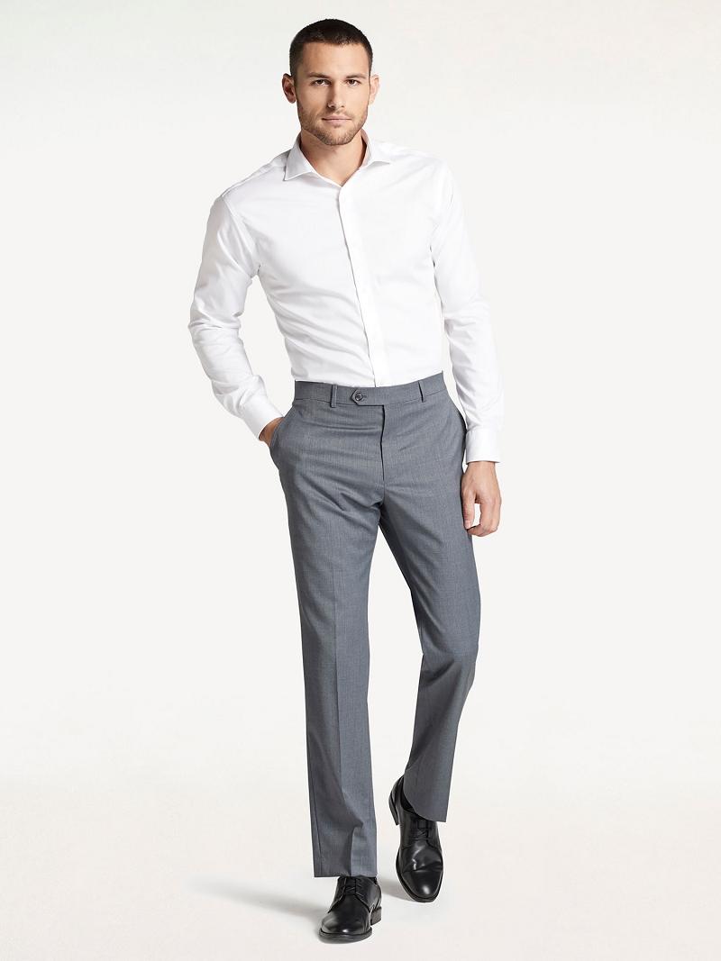 Grey Men's Tommy Hilfiger Regular fit wool Pants | AU_M31336