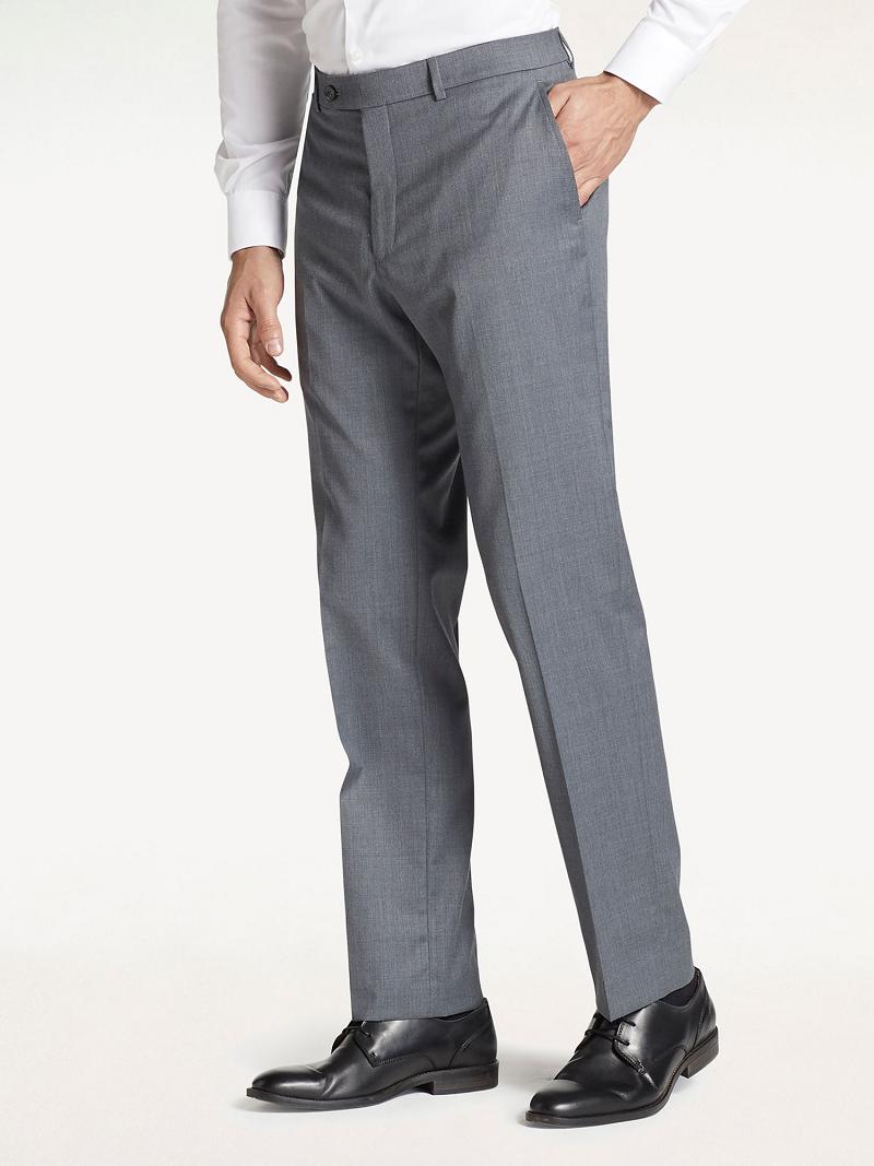 Grey Men\'s Tommy Hilfiger Regular fit wool Pants | AU_M31336