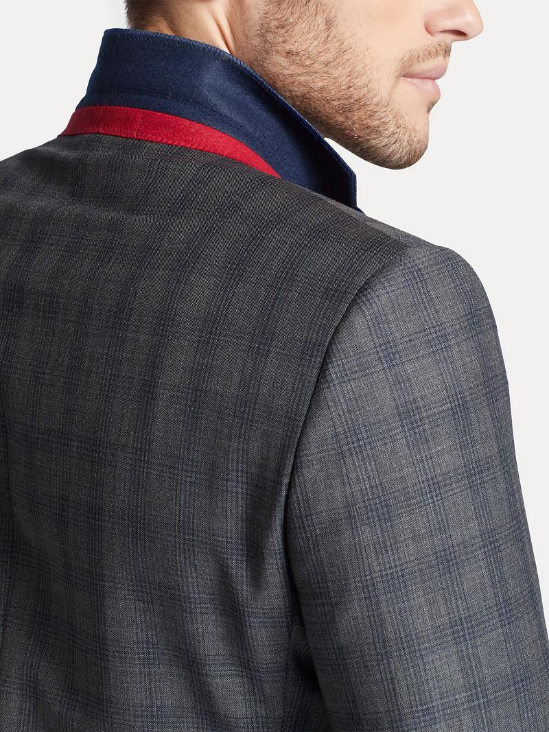 Grey Men's Tommy Hilfiger Regular fits windowpane check wool Blazers | AU_M31486