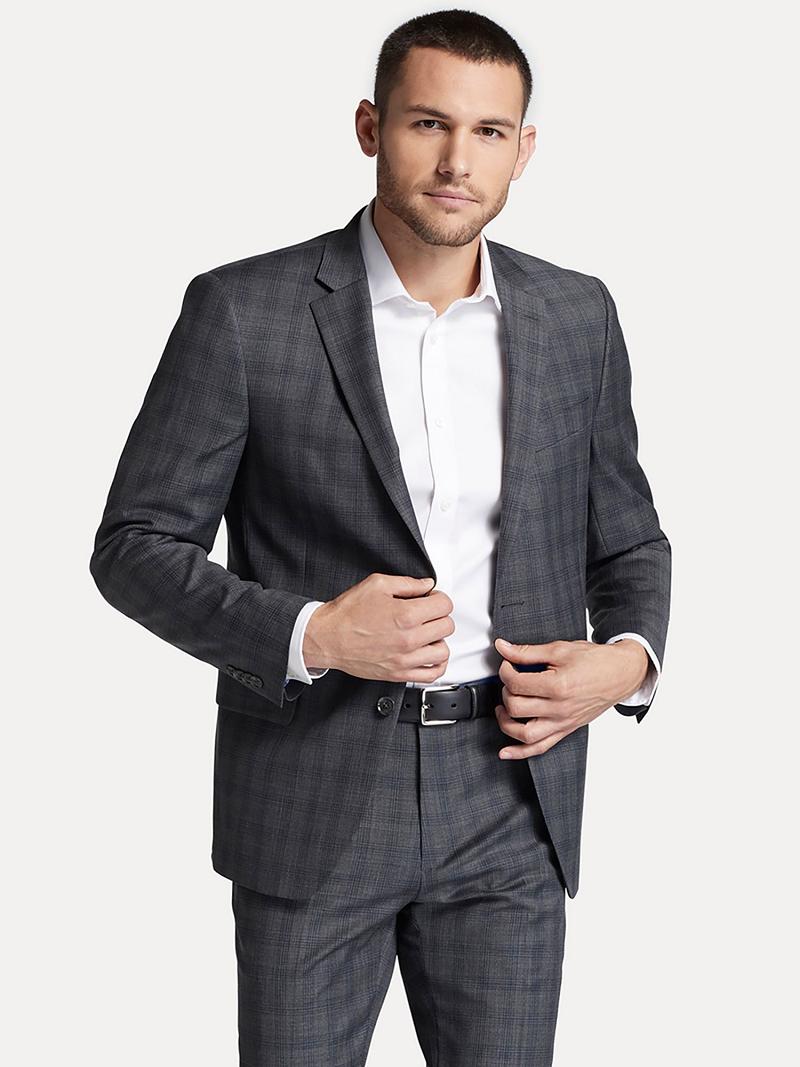 Grey Men's Tommy Hilfiger Regular fits windowpane check wool Blazers | AU_M31486