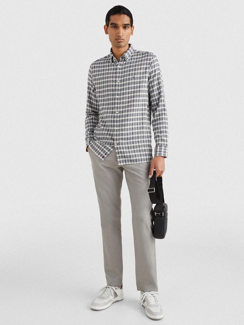 Grey Men's Tommy Hilfiger Slim fit check Shirts | AU_M31278