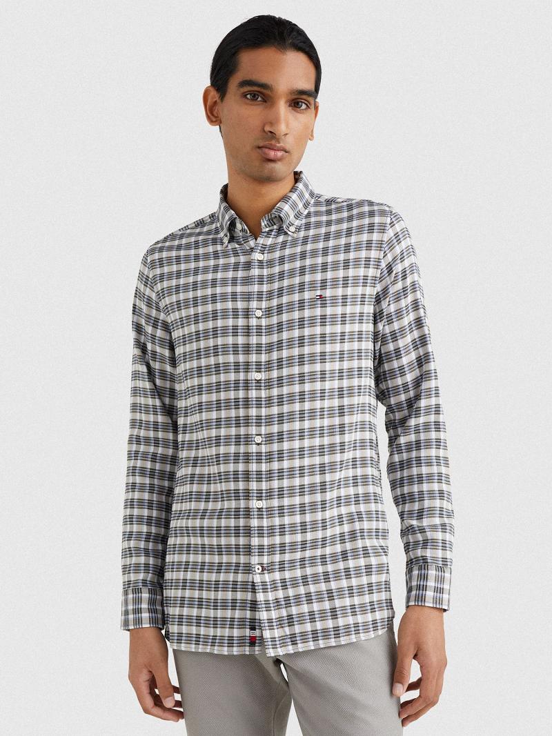 Grey Men\'s Tommy Hilfiger Slim fit check Shirts | AU_M31278