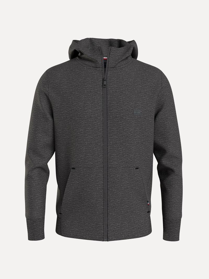 Grey Men's Tommy Hilfiger Solid tech zip Hoodies | AU_M31466