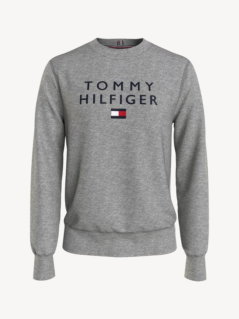 Grey Men\'s Tommy Hilfiger Tommy flag Sweatshirts | AU_M31138