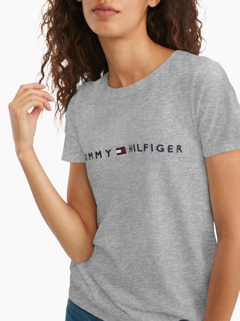 Grey Women's Tommy Hilfiger Essential Logo T Shirts | AU_W21448