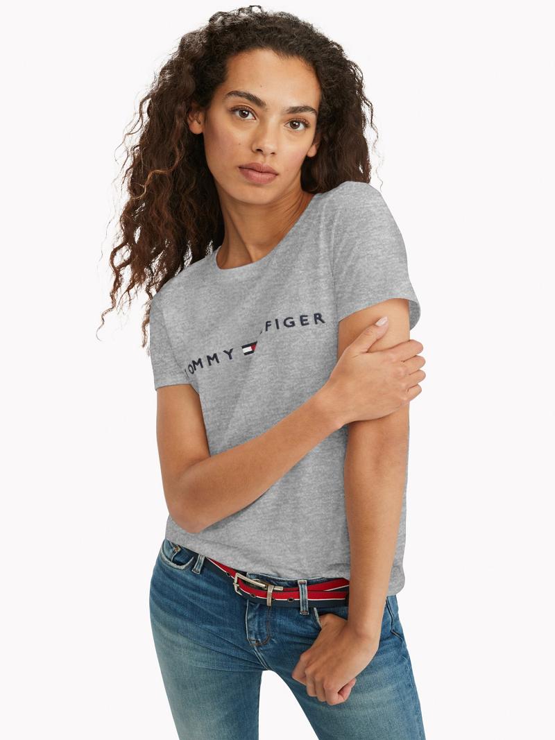 Grey Women\'s Tommy Hilfiger Essential Logo T Shirts | AU_W21448