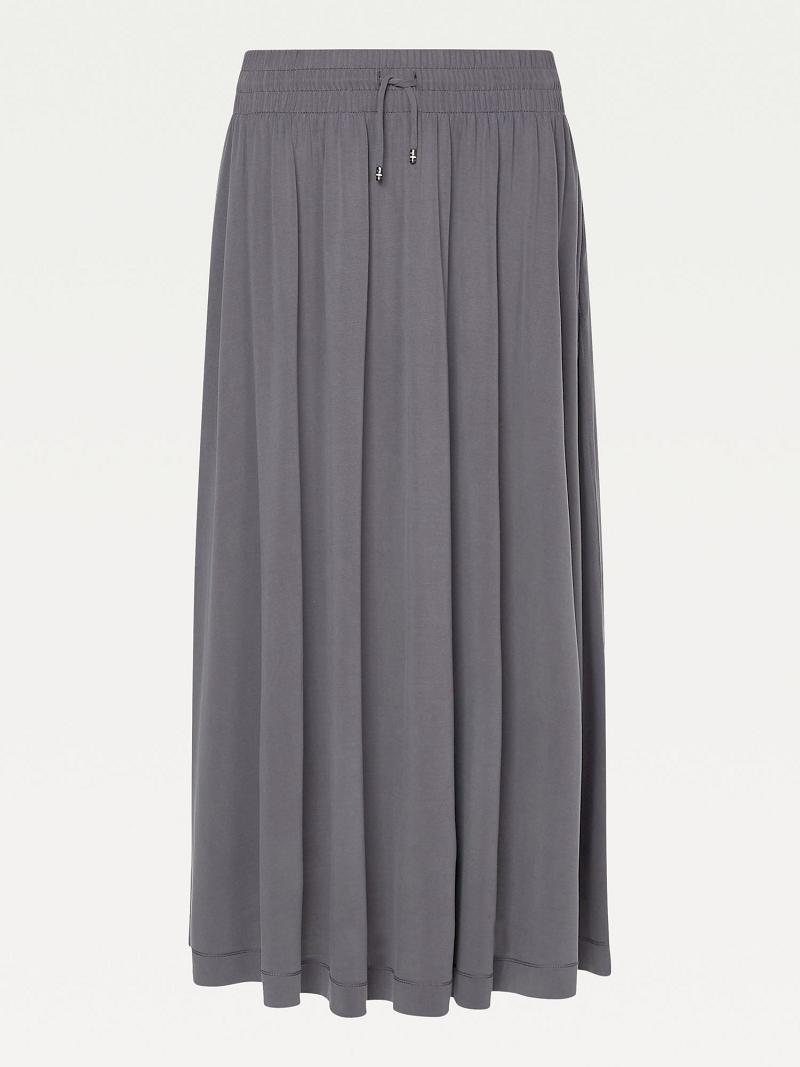 Grey Women's Tommy Hilfiger Icon Solid Midi Skirts | AU_W21332