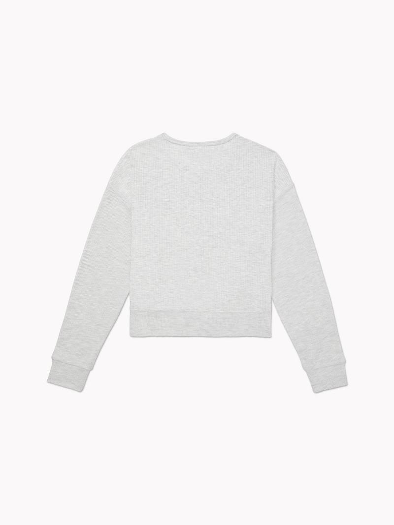 Grey Women's Tommy Hilfiger Ribbed Crewneck Sweatshirts | AU_W21402