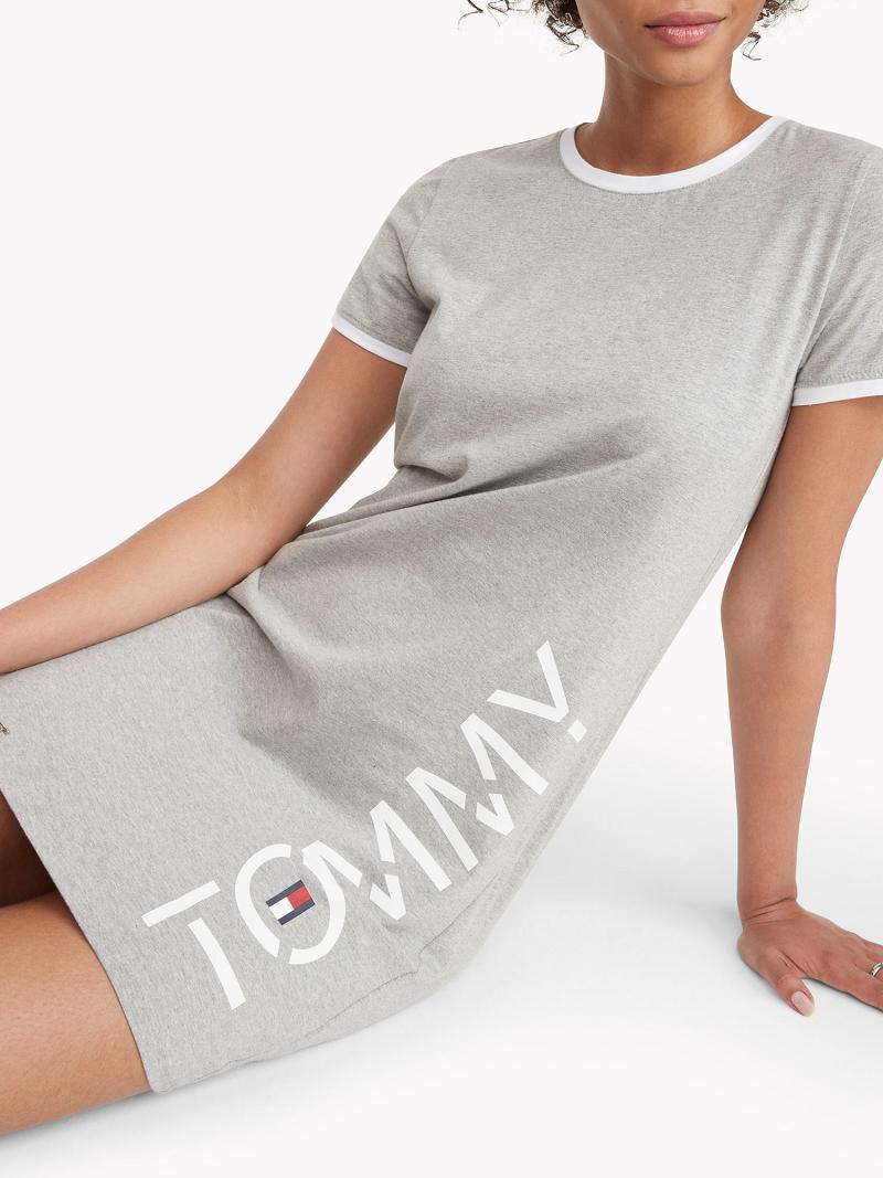 Grey Women's Tommy Hilfiger Tommy T-Shirt Dresses | AU_W21135