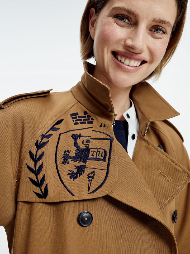 Khaki Women's Tommy Hilfiger Icon Crest Trench Coats | AU_W21032