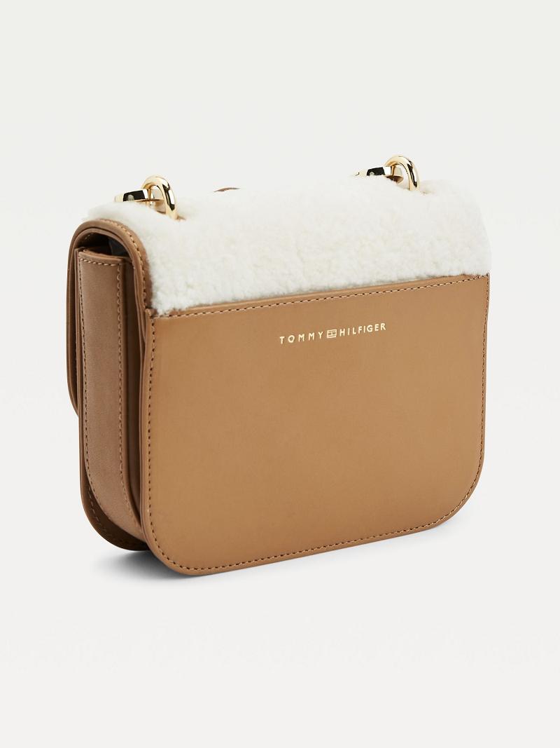 Khaki Women's Tommy Hilfiger Shearling Mini Crossbody Bags | AU_W21645