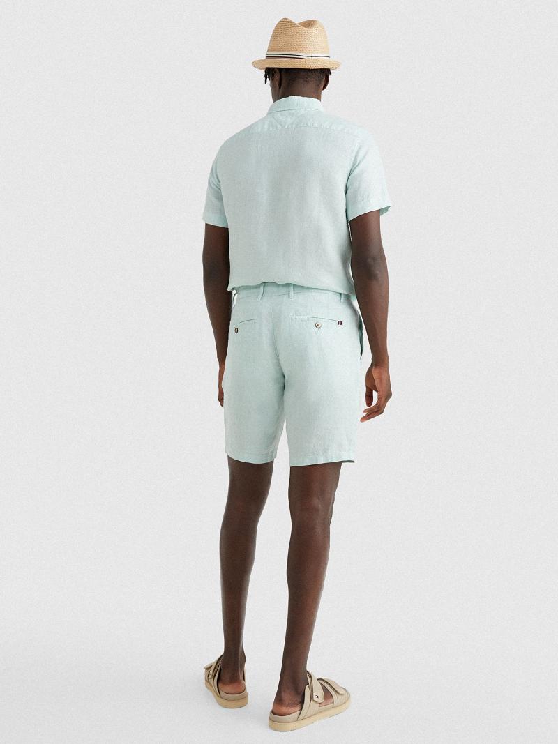 Mint Men's Tommy Hilfiger Straight fit linen Shorts | AU_M31227