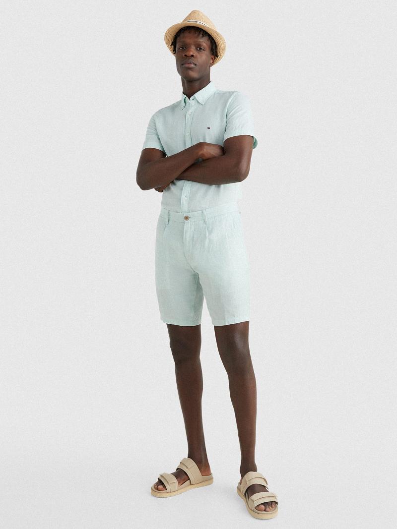 Mint Men's Tommy Hilfiger Straight fit linen Shorts | AU_M31227